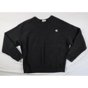 Champion Reverse Weave Mens XXL Sweatshirt Pullover Black Crewneck Authentic